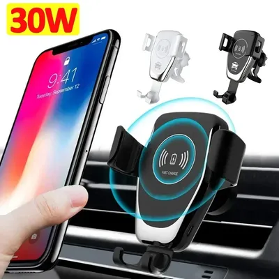 Wireless Charging Phone Car Holder Charger 30W For iPhone 15 14 13 12 11 Pro XS Max XR Samsung Xiaomi Fast Car Wireless Chargers