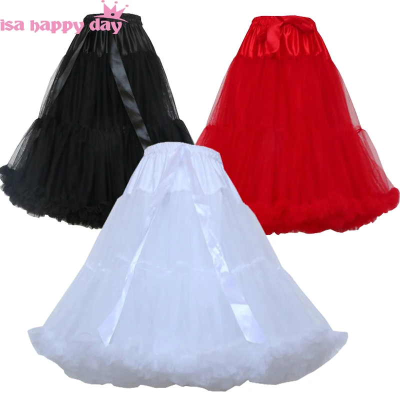 55cm Länge Weiß Schwarz Rot Petticoat Für Cosplay Hochzeit Prom Tüll Petticoat Krinoline Unterrock Rockabilly Schaukel Tutu Rock