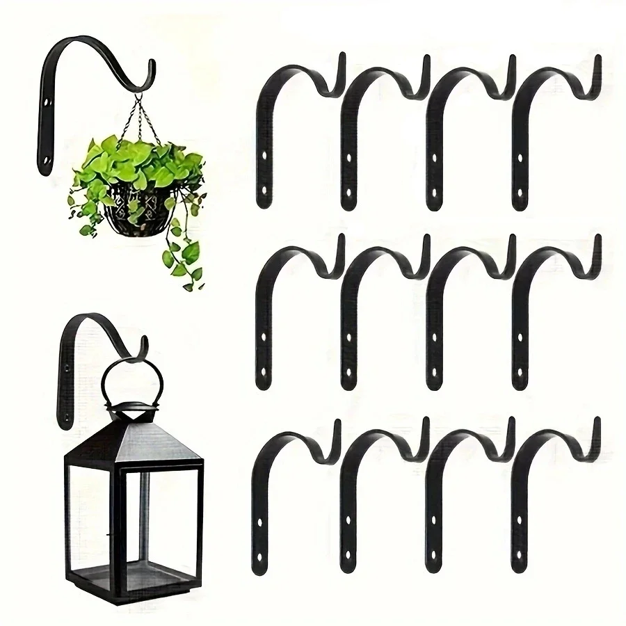 3/6Pcs J-Form Wand Haken Metall Blumentopf Hängen Eisen Haken Befestigung Im Freien für Garten Wand Korb anlage Rack Halterung Dekoration Image