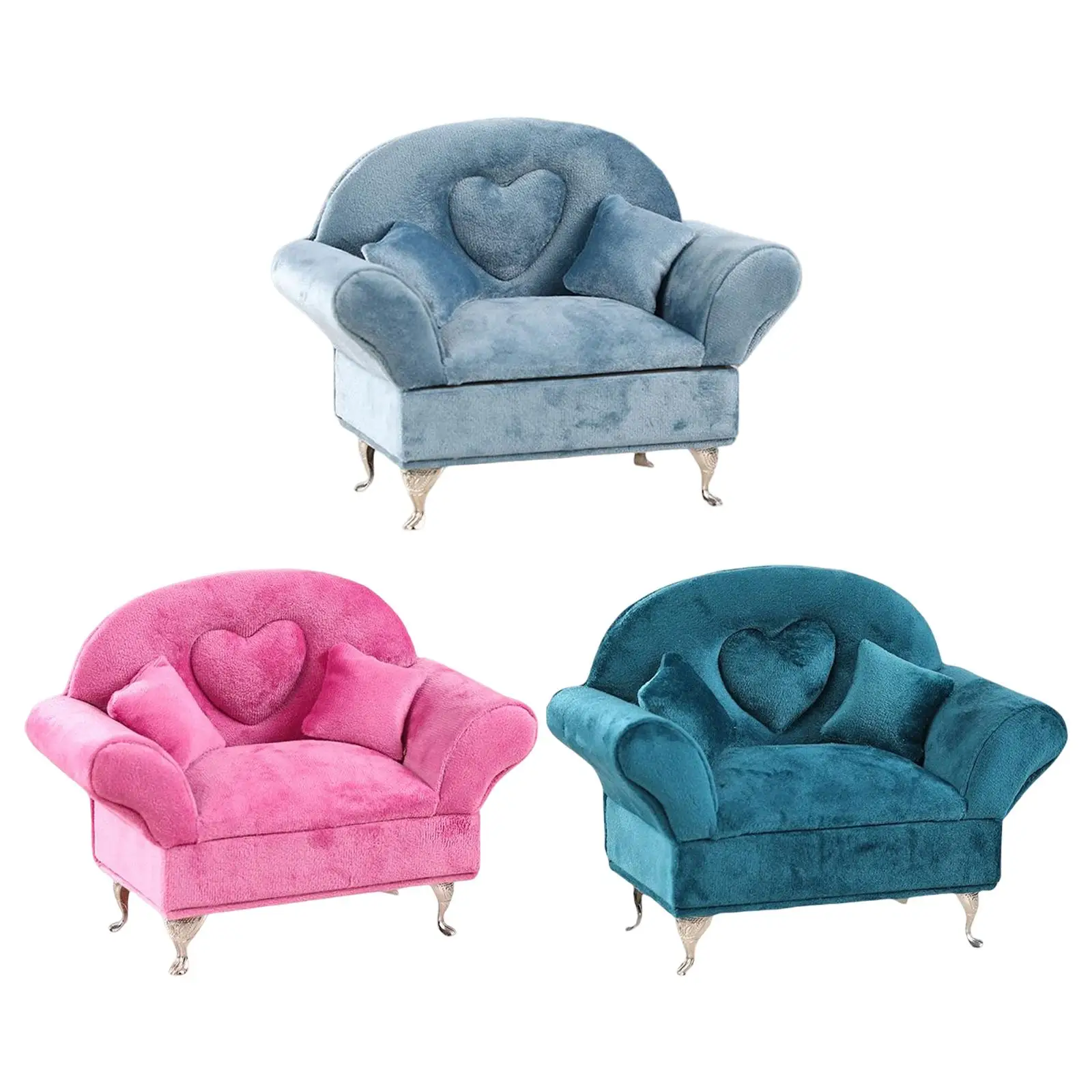 Sofa Couch Schmuckschatulle Damen Schmuckschatulle Maßstab 1/6 Puppen Zubehör Ornament für Kommode Schminktisch Schlafzimmer Dekor