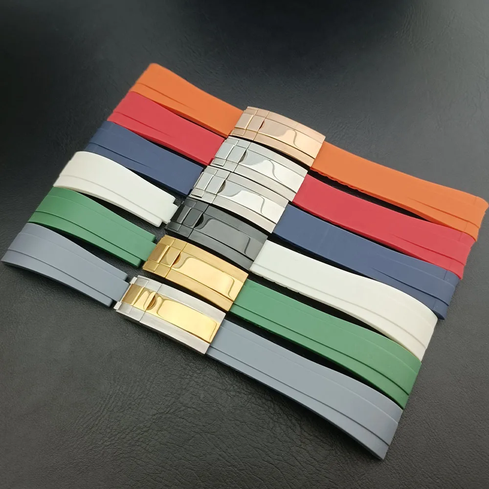 20 mm schwarz/weißes Kautschukarmbandzubehör, Uhrenzubehör mit Edelstahlschnalle, Werkzeug passend für GMT-Uhrengehäusearmband Image