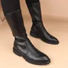 Mode ritter stiefel für männer lässig weichen leder schuhe hübscher motorrad hohe boot schwarz