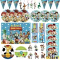 Buzz Lightyear Toy Story décorations de fête d'anniversaire Disney Woody thème vaisselle Kit ballons toile de fond fournitures heureuses pour les enfants