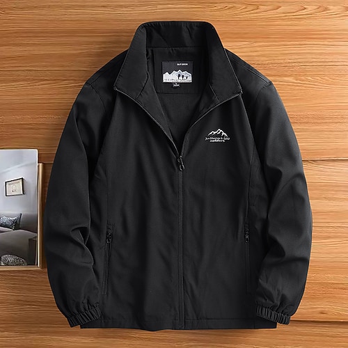 Herren Softshelljacke Wanderjacke Frühling Herbst Draussen Winddicht Wasserabweisend Windjacke Reisen Schwarz Dunkelgrün Khaki Dunkelblau Grau Image