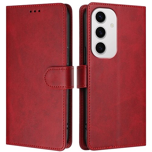 Handy Hülle Handyhüllen Für Samsung Galaxy S25 S24 S23 S23 FE S22 S21 Ultra Plus A55 5G A35 5G A25 A15 Rückseite Mit Ständer Magnetisch Mit Handgelenkschlaufe Retro TPU PU-Leder Image