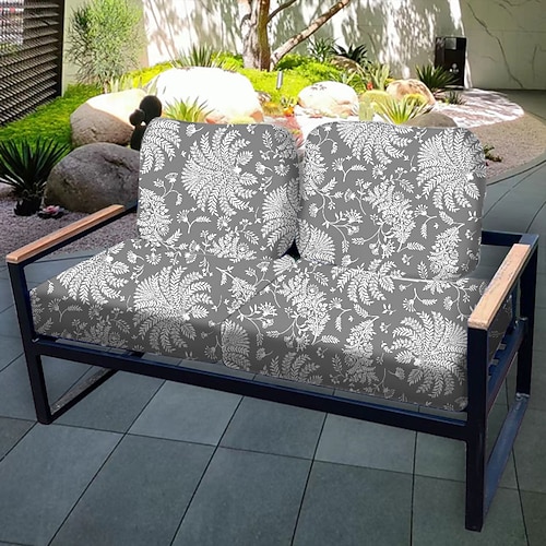 Stretch-Sitzkissenbezug für den Außenbereich mit Blumenmuster, weicher, elastischer, wasserdichter Schonbezug für mehr Komfort und Möbelschutz Image