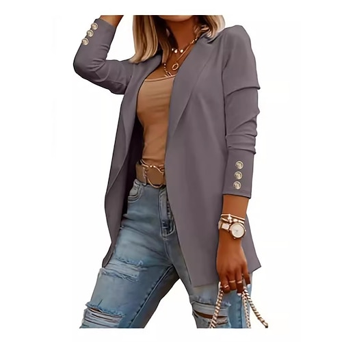 Damen Blazer Anzughose Langarm Hemdkragen Einfach Mode Streetwear Täglich Arbeit Hochzeitsgast Blau Schwarz Weiß Herbst Normale Passform Image