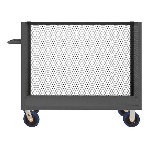 Durham Mfg 24" x 60" 14 Gauge Steel 3-Sided Mesh Truck with 8" Polyurethane Casters - 3,600 lb. Capacity 3ST-EX246045-8PU-95