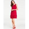 Cocktailkleid HEINE "Cocktailkleid", Damen, Gr. 48, Normalgrößen, rot, 100% Polyester, unifarben, kurz, Rundhals, ohne Ärmel, Kleider Partykleid