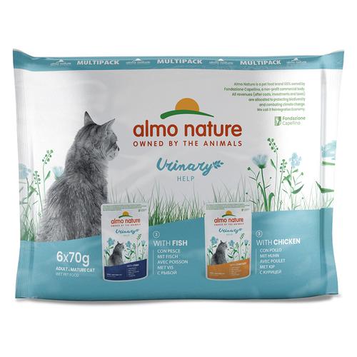 20 + 4 gratis! 24 x 70 g Almo Nature Holistic Urinary Help - Mix: Fisch & Huhn