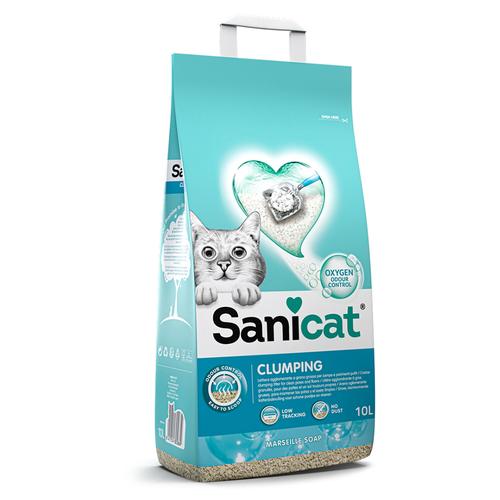 2 x Sanicat Katzenstreu zum Sonderpreis! - Klumpende mit Marseiller Seife 2 x 10 l