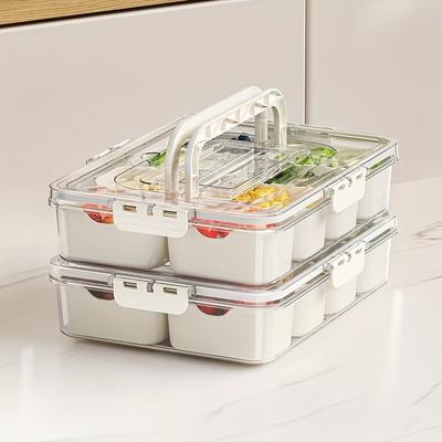 TEMU 8-compartment Airtight Food Storage Containers, Leak-proof And Reusable Divided Food Storage Boxes For Fruits, Snacks, And Vegetables, Kitchen Organizers And Storage, Kitchen Accessories