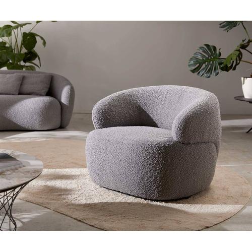 DELIFE Loungesessel Nova 88x88 cm Bouclé Silbergrau, Cocktailsessel