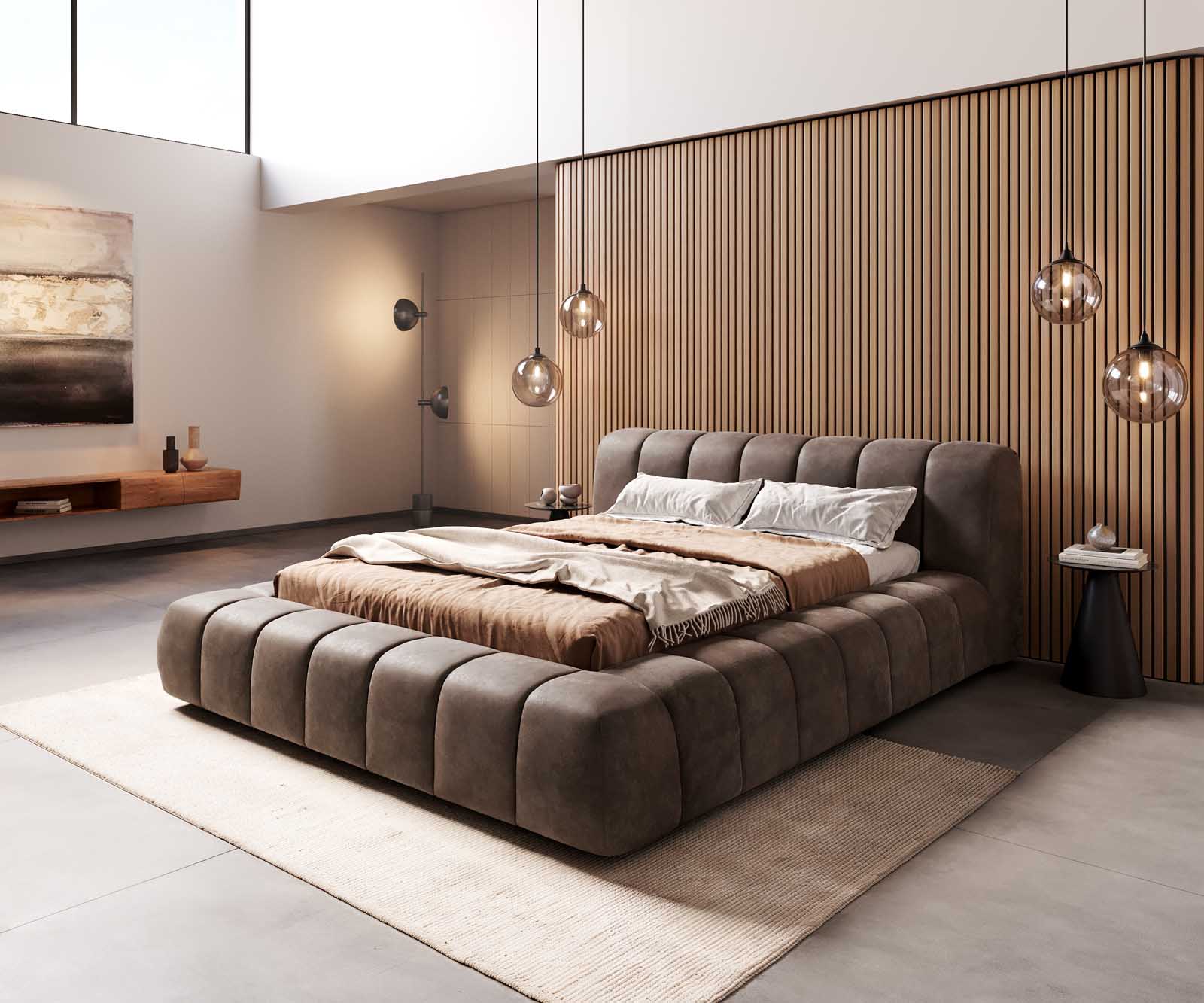 DELIFE Polsterbettgestell Cutio 140x200 cm Mikrofaser Taupe Vintage, Polsterbetten Image