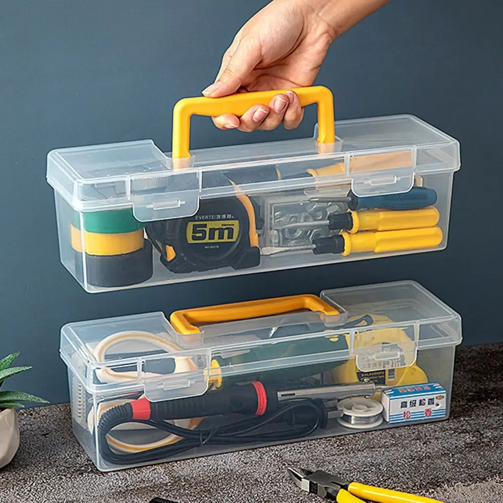 Boîte à outils transparente, boîte à outils multifonctionnelle, boîte de pièces en plastique, organisateur d'outils, boîte de rangement d'outils ménagers