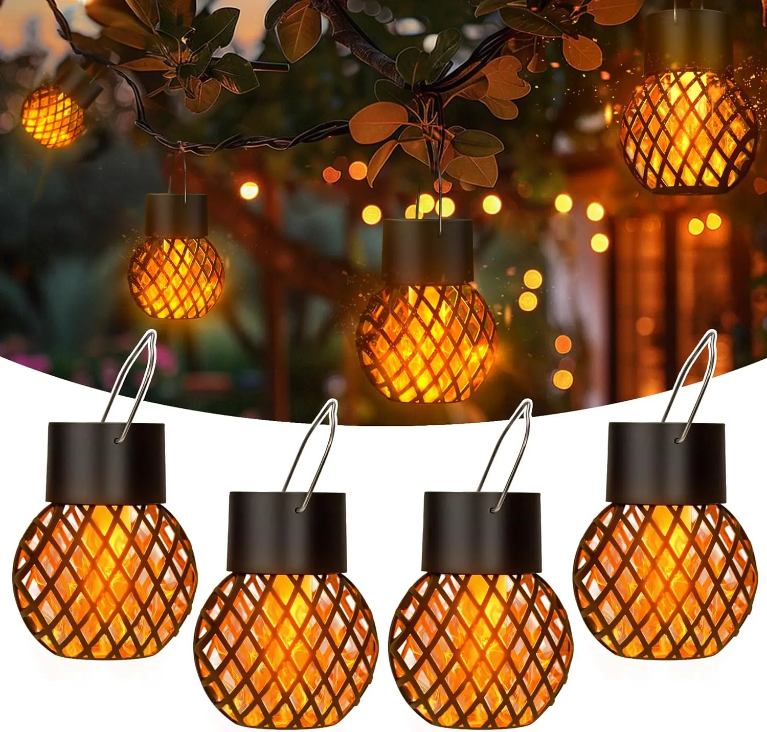 Solar LED Outdoor Flammen effekt hängende Laterne aus wasserdichten Garten Dekoration Lampe Solar Lichterkette für Terrasse Garten Hof