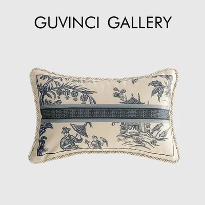 Guvinci Galerie orientalischen Charme Lenden kissen bezüge super weichen Samt Toile de Jouy Delft Image