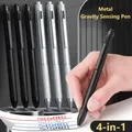 Penna multifunzione con rilevamento della gravità in metallo 4 in 1 Studenti Penna a sfera a 3 colori Set di matite meccaniche Penna gel con penna per firma