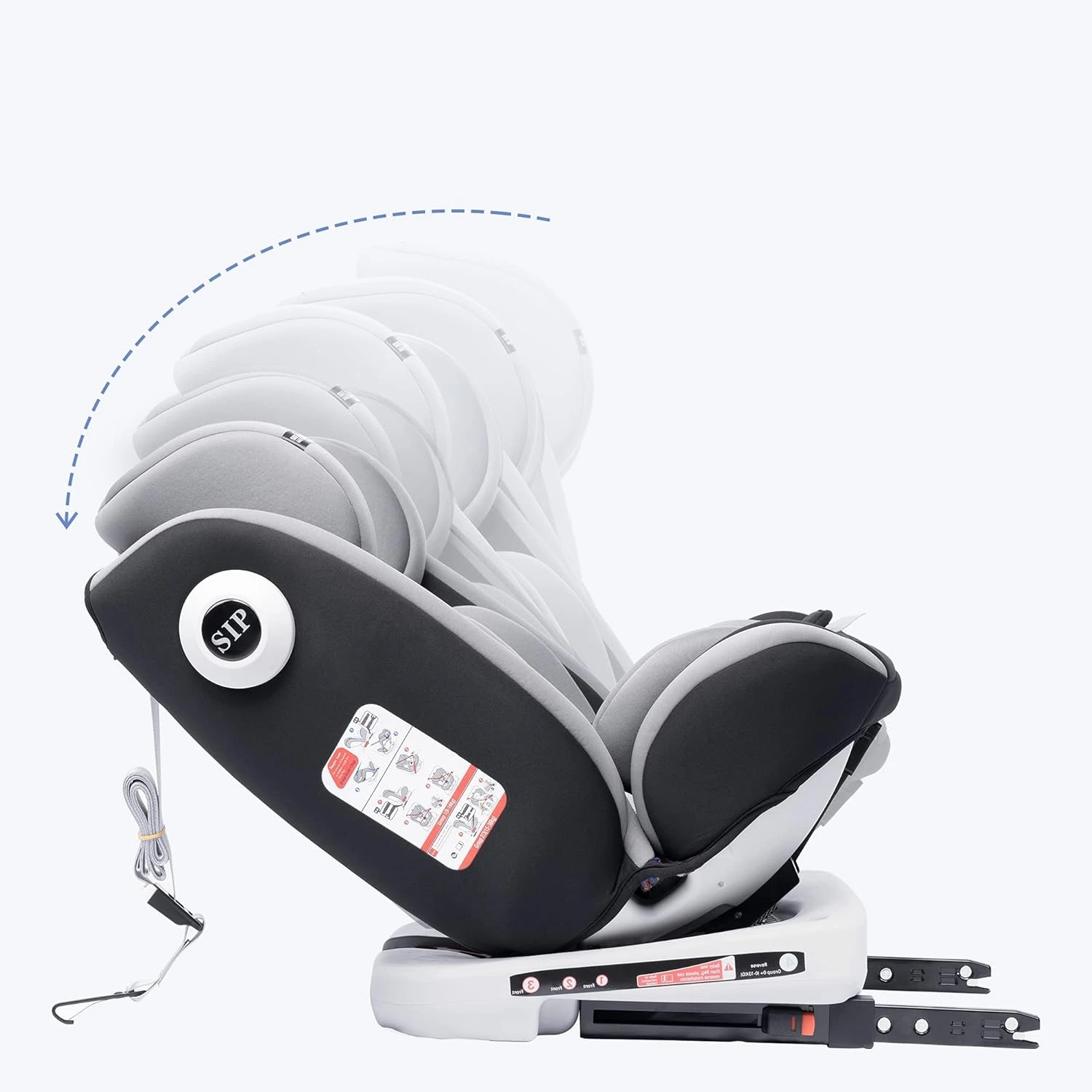 Ap02 Kindersitz Kindersitz 360 ° drehbar mit Isofix, Gruppe 0 1/2/3 (9-36 kg/0-12 Jahre), 5-Punkt-Sicherheitsgurt, Kindersitz