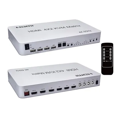 4 in 2 out HDMI-kompatibel USB 2,0 KVM Matrix 4K 60Hz 3D Splitter Audio Extractor Switcher für PC