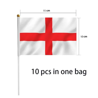 Fast Delivery 100% Polyester England Hand Flags With Pole
