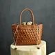 2024 Borsa a tracolla intrecciata in vera pelle da donna con borsa interna Borsa per la spesa casual intrecciata Borsa tote vintage