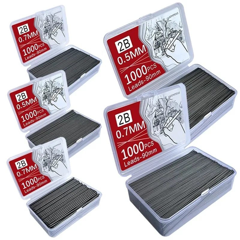 2000–100 Stück Druckbleistift-Minenkern-Minen, 0,5/0,7 mm, große Kapazität, austauschbare Bleistift-Minen für Studenten, Büromaterial Image