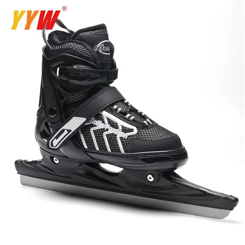 Skating Schlittschuhe Schuhe mit Eis klinge warm verdicken Figur erwachsene Kinder Kinder profession elle thermische PVC wasserdicht schwarz