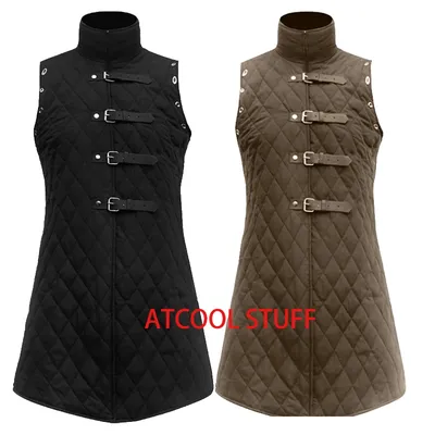 Erwachsene mittelalter liche ärmellose Gambe son Leder Aketon Rüstung Weste Mantel Wikinger Krieger Jäger Cosplay Outfit für Party Image