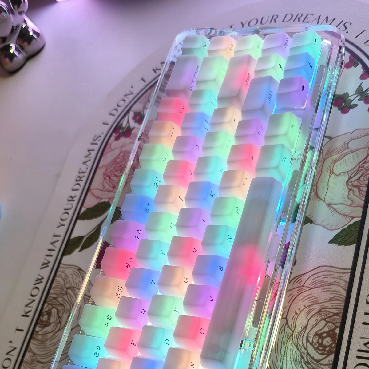 Nebel Kermeates Keycap Siebdruck transparente Keycap OEM Profil 130 Tasten für Cherry MX mechanische Tastatur 7u Space Key Image