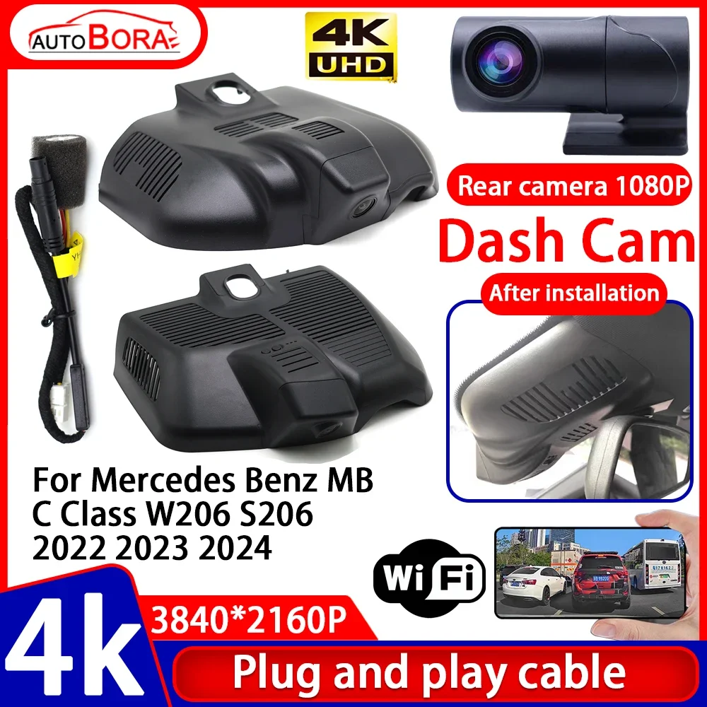 ZhuCamX Videorecorder 4K UHD Plug and Play Auto DVR Dash Cam Kamera für Mercedes Benz MB C Klasse W206 S206 2022 2023 2024 Image