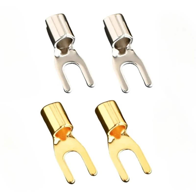 Sterling Silber Lautsprecher LP Kabel U-förmigen Stecker DIY Netz kabel Erdung kabel y Stecker Image