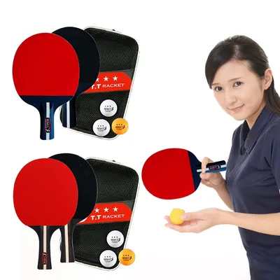Table Tennis Racket 2 Rackets & 3 Balls Table Tennis Paddles Professional Ping Pong Paddle with Bag