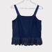 J. Crew Tops | J. Crew Swiss Dot Tank Top Blue Eyelet Ruffle Trim Size 6 | Color: Blue | Size: 6