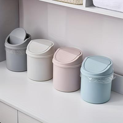 TEMU 1pc Desktop Cute Trash Can, Mini Covered Garbage Can, Office Home Simple Scandinavian Storage Box, Desktop Decor, Home Storage And Cleaning Supplies, Bedroom Office Dorm Accessories