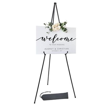 "TEMU Contemporary Metal Easel, 63"" Foldable Tripod For Display & Weddings, Adjustable Portable For Paintings & Signs, 5lbs Capacity With Carry Bag"