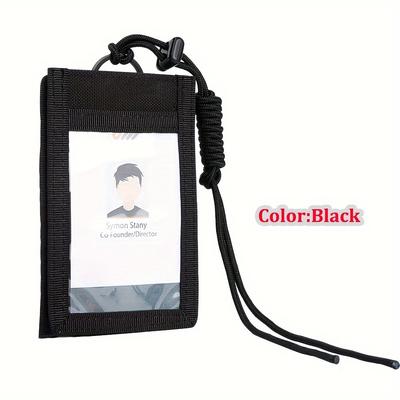 TEMU 1pc Id Card Holder, Hook Loop Patch Badge Holders, Outdoor Travel Pouch Pen Purse And Nylon Lanyard Credit Card Organizer Name Tag Cases Image