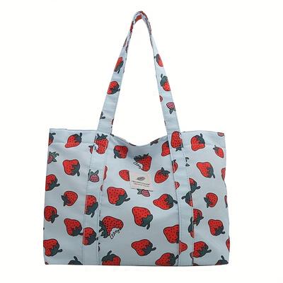 TEMU Cartoon Strawberry Print Shoulder Bag, Multifunctional Handbag, Large Capacity Shoulder Bag Tote Bag, Fashion Simple Handbag Commuter Bag, Handbag, Student Bag Crossbody Bag