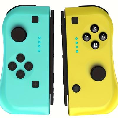 TEMU Wireless Controller (l)/(r) Switch/lite/oled Joy Con, With Dual Vibration/wake-up/motion Control Switch - Blue & Yellow