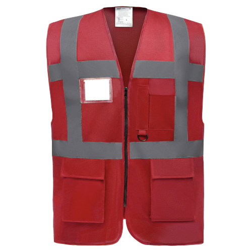 Gilet de travail RETRO multipoches rouge