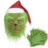 maschera da mostro di natale capelli verdi mostro verde bambola di peluche copricapo in lattice palla festa divertente carnevale oggetti di scena natalizi