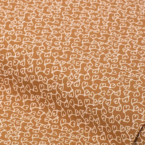 Tissu coton ""cœurs"", noisette/blanc, série ""Lena