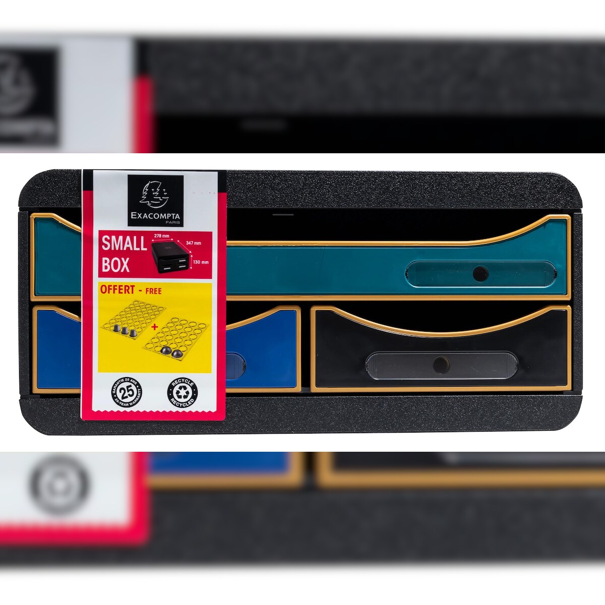 Exacompta 311505D Small Box, Schubladenbox mit 3 Schubladen, Neo Deco - Mehrfarbig Image