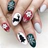 Christmas Press on Nails Gnome Fake Nails Short Square Glue on Nails Red Green Acrylic Nails Full Cover False Nails with Designs Cute Stick on Nails Glossy Artificial Nails for Women Xmas Manicure