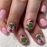 Christmas Press on Nails Gnome Fake Nails Short Square Glue on Nails Red Green Acrylic Nails Full Cover False Nails with Designs Cute Stick on Nails Glossy Artificial Nails for Women Xmas Manicure