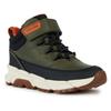 Winterboots GEOX "J FLEXYPER PLUS BOY ABX", Kinder, Gr. 28, grün (khaki, orange), Lederimitat, Textil, casual,sportlich, Schuhe, Sneaker mit Geox Spezial Membrane, Größenschablone zum Download