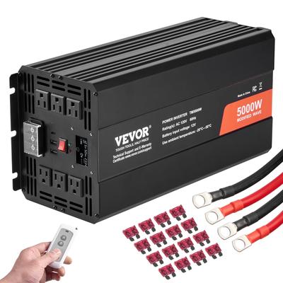 Modified Sine Wave Inverter, 5000W, DC 12V to AC 120V Power Inverter LCD Display and Remote Controller - 5000W