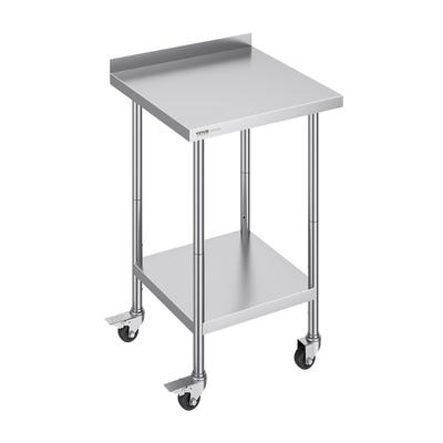 VEVOR Stainless Steel Work Table, Commercial Food Prep Worktable with Casters, for Restaurant, Home and Hotel