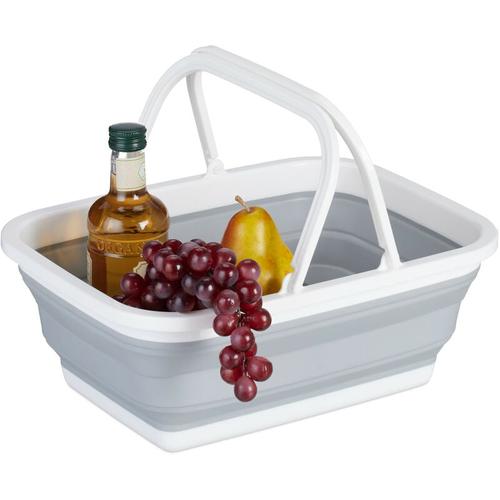 Relaxdays - Faltkorb mit Henkel, 8 l, tragbarer Picknickkorb, Camping & Abwasch, HxBxT: 15,5 x 38,5