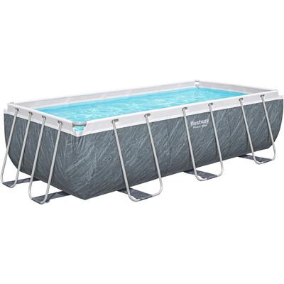 Bestway - Power Steel™ Solo Pool ohne Zubehör 404 x 201 x 100 cm, Marmor-Optik (Schiefergrau), eckig Image